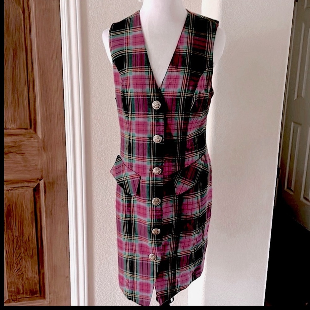 Vintage Brioche Womens Plaid Jumper Dress Clueless 90s Preppy USA Size 5 - 6